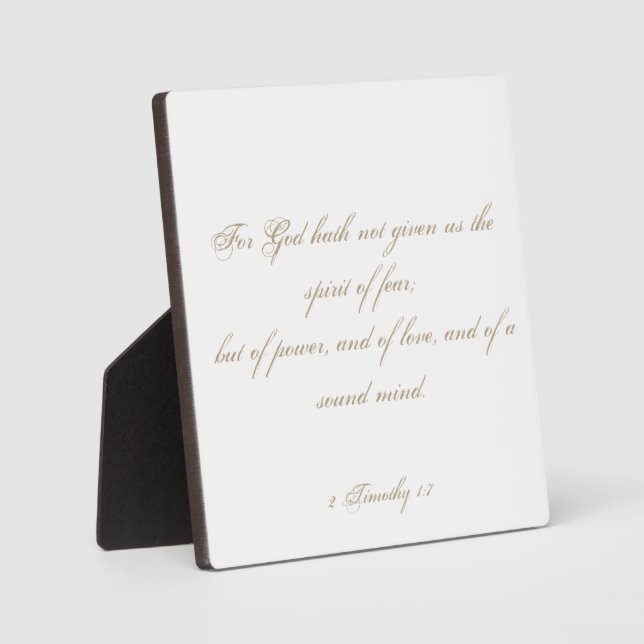 Plaque Photo 2 Timothée 1:7 Écriture Bible Verse Script (Recto)