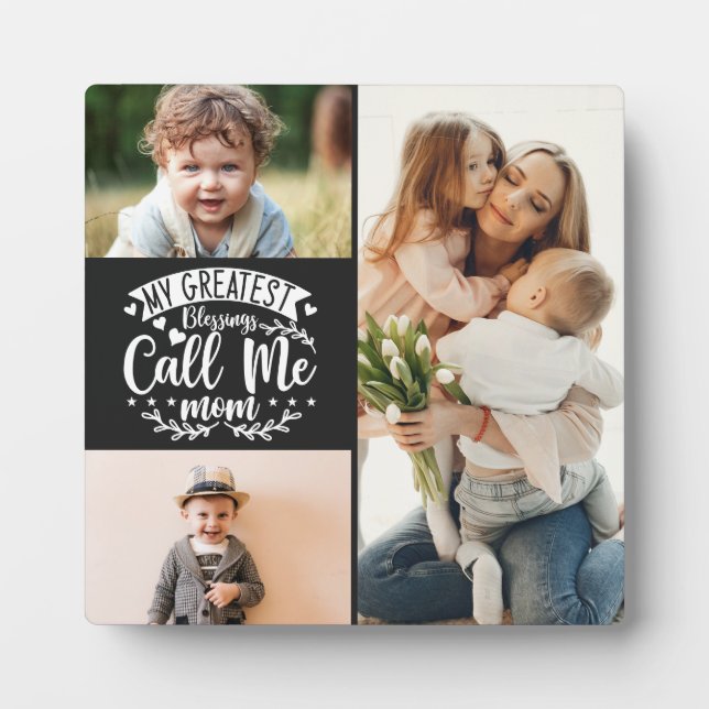 Plaque Photo 3 photo famille collage maman gardien mère jour (Devant)