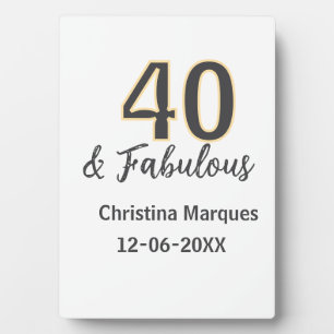 Plaque Photo 40 & fabuleux gris jaune calligraphie d'anniversai