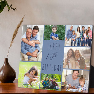 Plaque Photo 40e anniversaire 7 Collage photo bleu bicolore