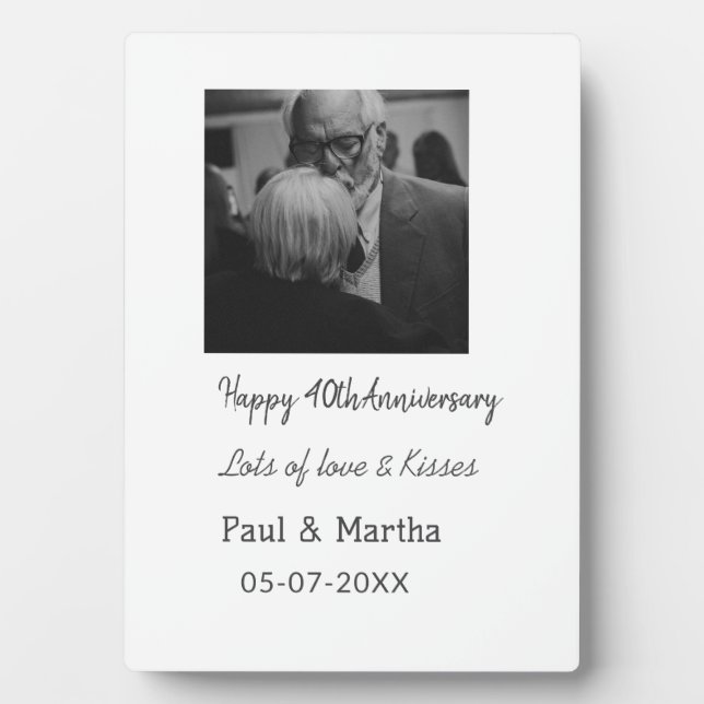 Plaque Photo 40e anniversaire de mariage moderne joyeux ajouter (Devant)