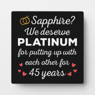 Plaque Photo 45e anniversaire du Mariage I - Sapphire Funny Cou