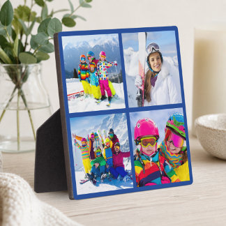 Plaque Photo 4 Collage de grille de photos de vacances d'hiver
