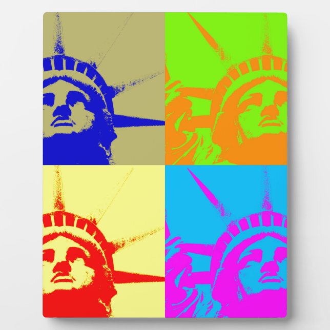 Plaque Photo 4 Couleur Pop Art Lady Liberty (Devant)