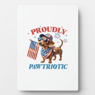 Plaque Photo 4 juillet USA Chien Patriotique Fièrement