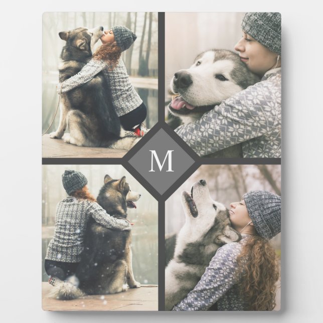 Plaque Photo 4 Modèles photo personnalisés avec Monogramme (Devant)