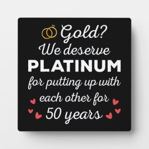 Plaque Photo 50ème anniversaire de Mariage I - Gold Funny Coupl
