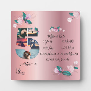 Plaque Photo 5e anniversaire du Mariage Fiançailles Collage pho