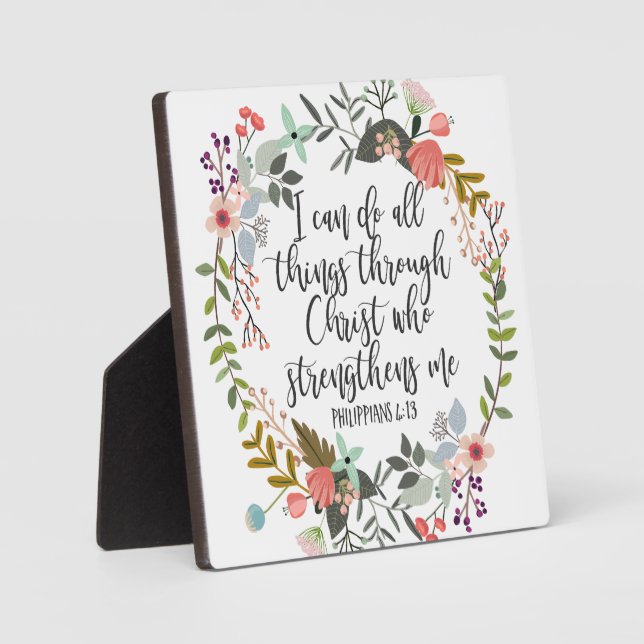 Plaque Photo 5x5 Philippiens 4:13 Je peux faire tout, la Bible, (Recto)