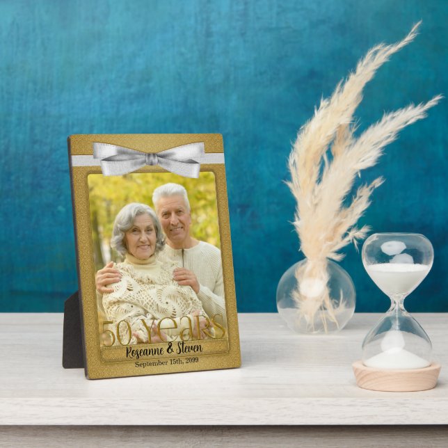 Plaque Photo 5x7 Golden 50th Mariage Anniversary Photo (Côté)