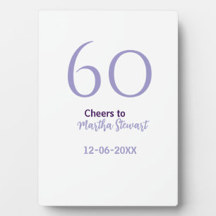Plaque Photo 60 & fabuleux anniversaire violet gras nom date st