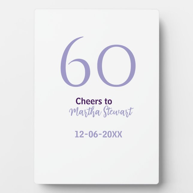 Plaque Photo 60 & fabuleux anniversaire violet gras nom date st (Devant)