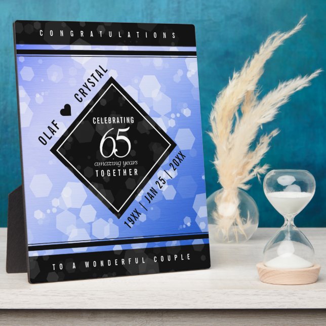 Plaque Photo 65e anniversaire de l'élégant Mariage Blue Sapphir (Côté)