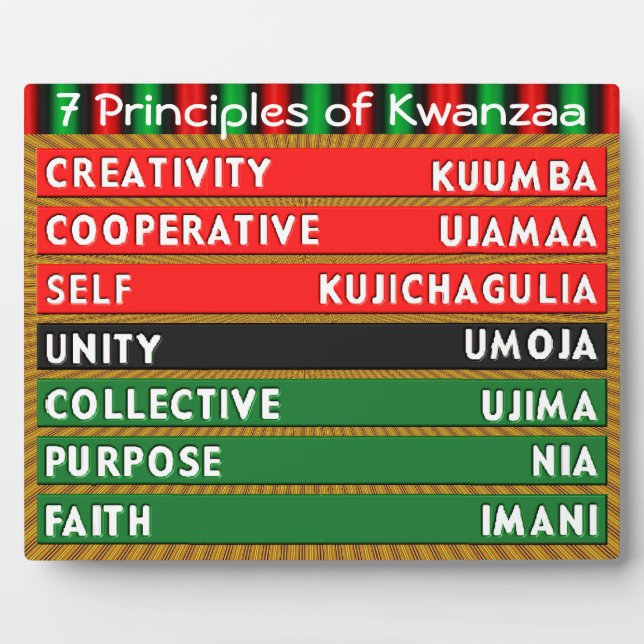 Plaque Photo 7 Principes de Kwanzaa (Devant)