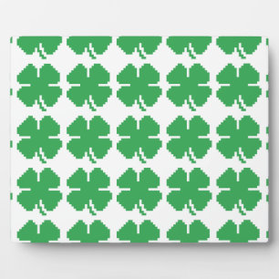 Plaque Photo 8 bits Pixel Lucky Four Leaf Clocher
