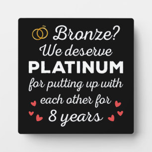 Plaque Photo 8e anniversaire de mariage I - Couple drôle Bronze