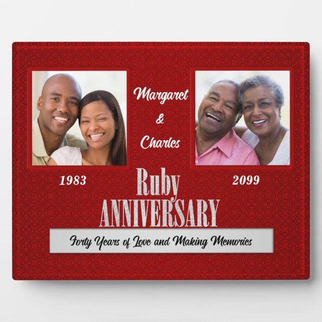Plaque Photo 8x10 Ruby 40e anniversaire de mariage Photos carré (Devant)