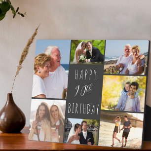 Plaque Photo 90e Anniversaire 7 Collage de photos Gris foncé