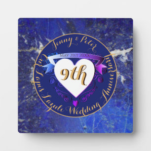 Plaque Photo 9e anniversaire de mariage Couleur Lapis Lazuli   
