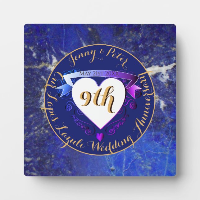 Plaque Photo 9e anniversaire de mariage Couleur Lapis Lazuli    (Devant)
