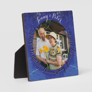 Plaque Photo 9e anniversaire Mariage ronde Lapis Lazuli cadre