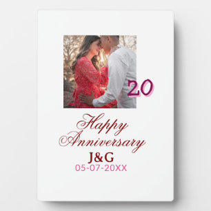 Plaque Photo À 20 ans de bonheur anniversaire ajoutez une photo