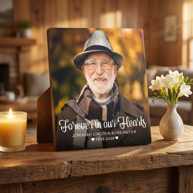 Plaque Photo « À jamais dans nos cœurs » Typographie Mémorial (Créateur téléchargé)