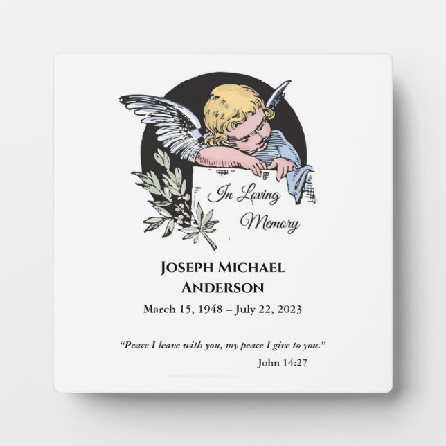 Plaque Photo À la Mémoire de l'Ange – Mémorial Nom Personnalisé (Devant)