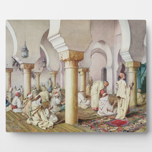 Plaque Photo À la prière dans la mosquée, 1884 (Devant)