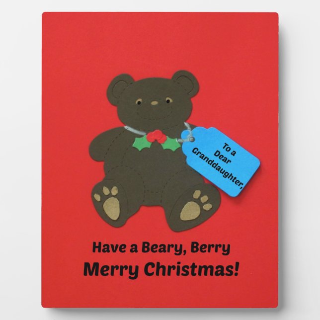 Plaque Photo À ma chère petite-fille à Noël (Devant)