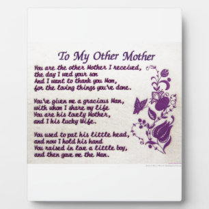Plaque Photo À Mon Autre Mère ; Merci
