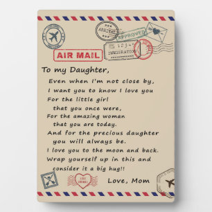 Plaque Photo À Mon Cadeau Fille, Lettre D'Amour Fille Et Maman