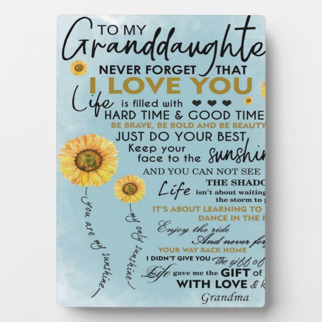 Plaque Photo À Mon Cadeau Grandgirl, Cadeau Anniversaire Grandk (Devant)