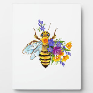 Plaque Photo Abeille à fleurs avec plantes sauvages
