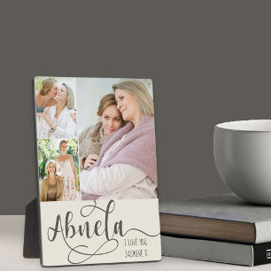 Plaque Photo Abuela Calligraphy I Love You 3 Photo Cream Olive