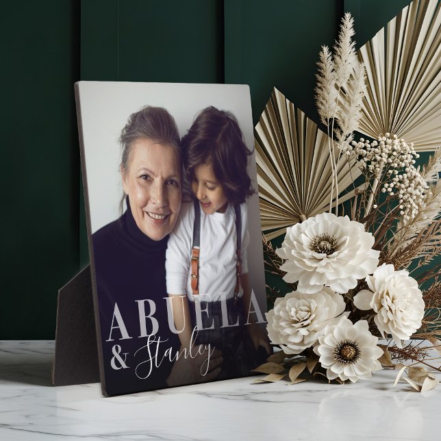 Plaque Photo Abuela & Grandchild Nom du script Photo Keepsaké (Abuela & Grandchild Script Name Photo Keepsake Plaque)