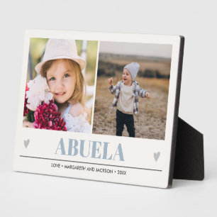 Plaque Photo ABUELA Petits-enfants 2 Photo BLUE GRAS COEURS