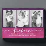 Plaque Photo Accueil Famille Chants Typographie moderne Trois p<br><div class="desc">Ce design moderne présente trois de vos photos préférées avec le texte "maison - l'histoire de qui nous sommes et une collection de toutes les choses que nous aimons" dans la typographie moderne #photo #cadeaux #cadeaux #cadeaux #cadeaux #cadeaux #giftsforher #girly #famille #maison #cadeaux #anniversaire #cadeaux #cadeaux #cadeaux #Noël #cadeaux personnalisés...</div>