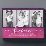 Plaque Photo Accueil Famille Chants Typographie moderne Trois p<br><div class="desc">Ce design moderne présente trois de vos photos préférées avec le texte "maison - l'histoire de qui nous sommes et une collection de toutes les choses que nous aimons" dans la typographie moderne #photo #cadeaux #cadeaux #cadeaux #cadeaux #cadeaux #giftsforher #girly #famille #maison #cadeaux #anniversaire #cadeaux #cadeaux #cadeaux #Noël #cadeaux personnalisés...</div>