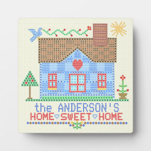 Plaque Photo Accueil Sweet Home Cross Stitch House Personnalisé