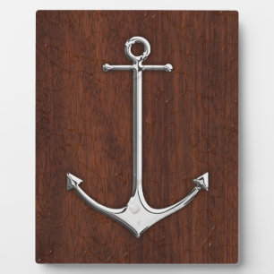 Plaque Photo Acier Ancre en acajou marin humide