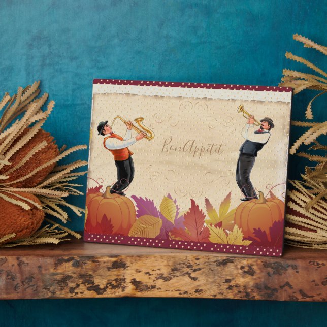 Plaque Photo Action de grâce Jazz Automne Feuilles d'érable Vin (Côté)