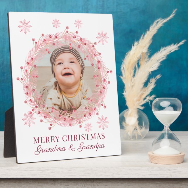 Plaque Photo Add Your Christmas Baby Photo For Grandma Grandpa (Côté)