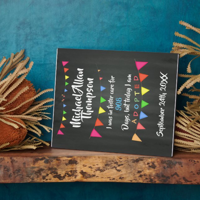 Plaque Photo Adoption de Foster Care Annonce gotcha day (Côté)