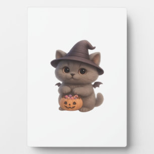 Plaque Photo Adorable chaton en costume de sorcière Halloween a