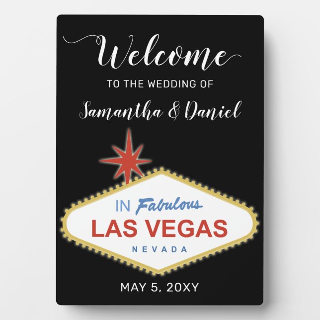 Plaque Photo Affiche de bienvenue Mariage Las Vegas (Devant)