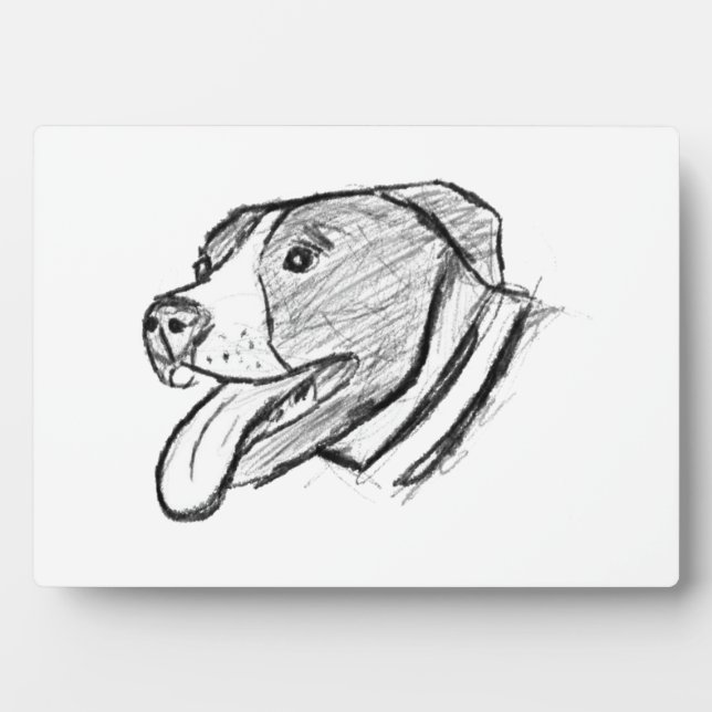 Plaque Photo affiche de pitbull dessinée à la main pour amateur (Devant)