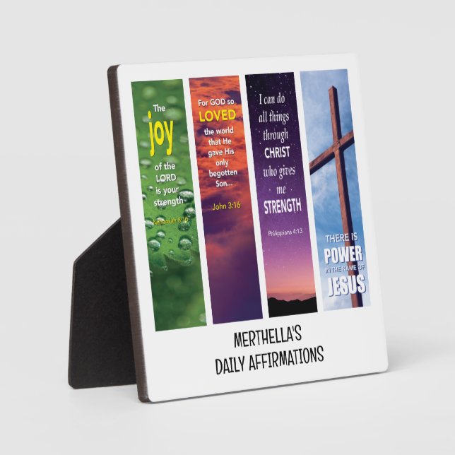 Plaque Photo AFFIRMATIONS DE LA BIBLE chrétienne personnalisée (Recto)