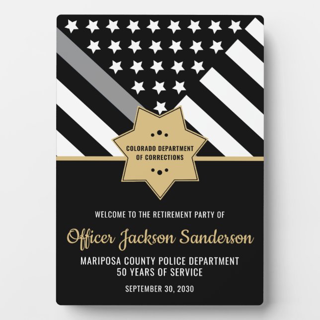 Plaque Photo Agent de correction Retraite Parti Silver Line (Devant)