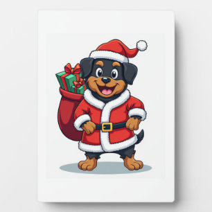 Plaque Photo Aide de Père Noël Rottweiler